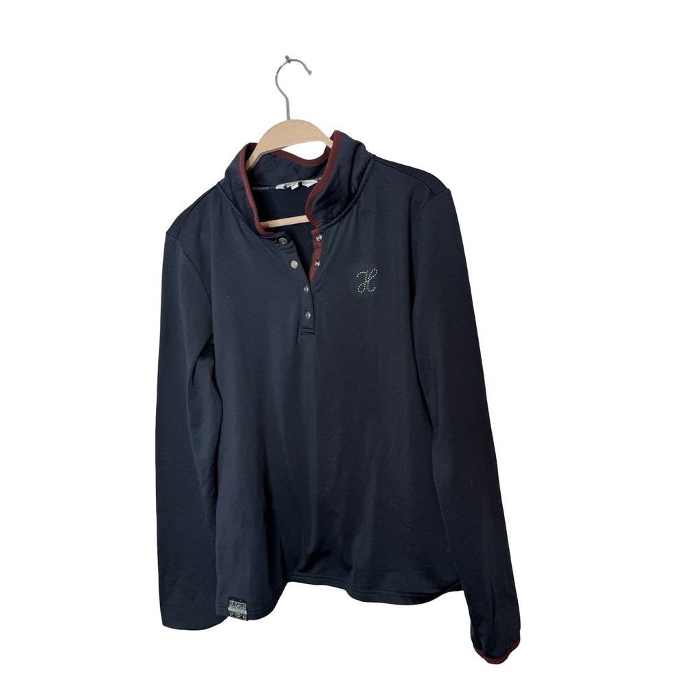 harcour size XL blue quarter snap pull over top womens blue